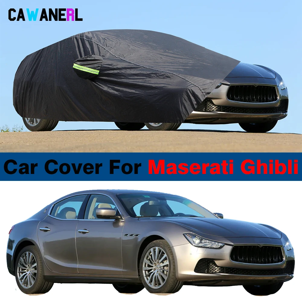 

Black Car Cover For Maserati Ghibli (M157) 2013-2025 Waterproof Auto Outdoor Sun Shade Rain Snow Dust Prevent Cover