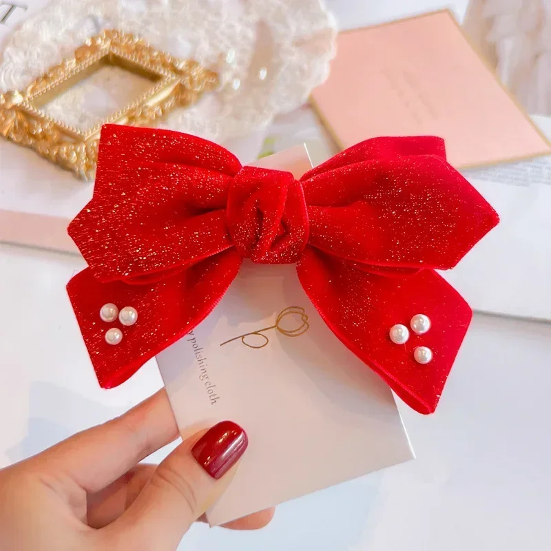 Korean New Kids Red Bow Hair Pin Star Pompoms Tassel Barrettes Girls Princess Hair Clips Headwear Girls Kids Hair Accessories