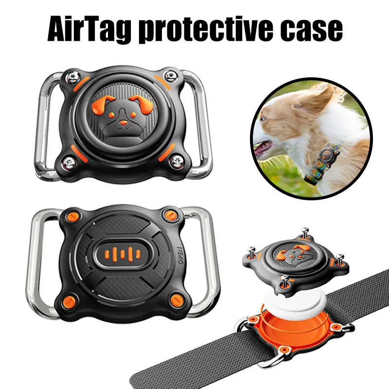 ที่ยึด AirTag สำหรับปลอกคอสุนัข ปลอกคอ AirTag สำหรับสุนัข พร้อมห่วงโลหะแบบถอดได้ เหมาะสำหรับปลอกคอกว้าง 1.2 นิ้ว สำหรับเคส Apple AirTag