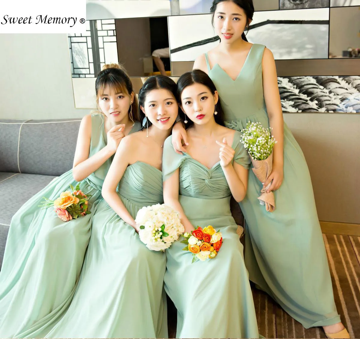 Long Evening Dress Green Lace Up Graduation Robe Homecoming Cocktail Gown Girls Formal Wedding Party Dresses