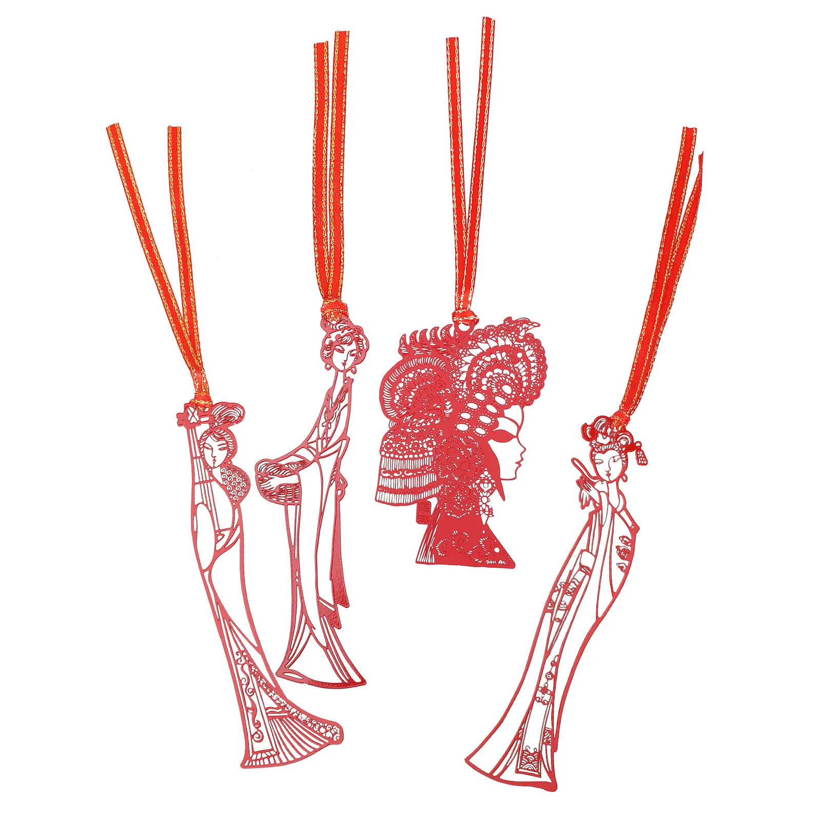 

4Pcs Jing Opera Mask Metal Bookmarks Hollow Creative Lightweight Reading Page Markers Book Gift Bookmark