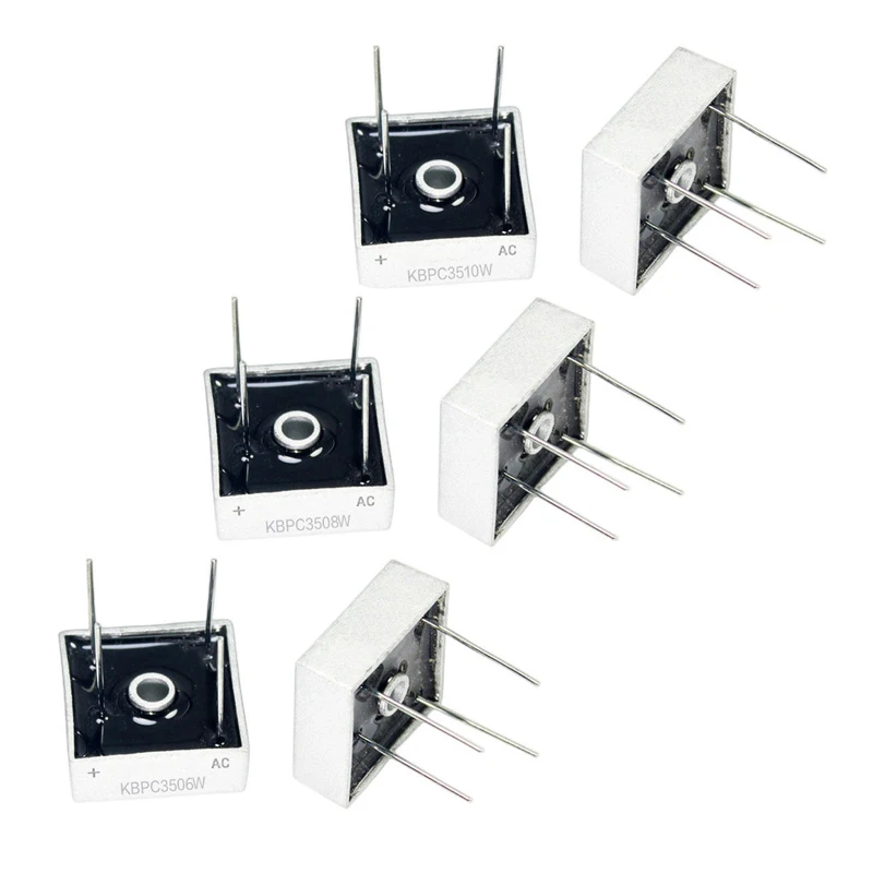 

2~200Pcs KBPC3510W KBPC3508W KBPC3506W Bridge Rectifier DIP-4 Square Bridge 35A 1000V/800V/600V GBU Bridge Stack Cutable Feet