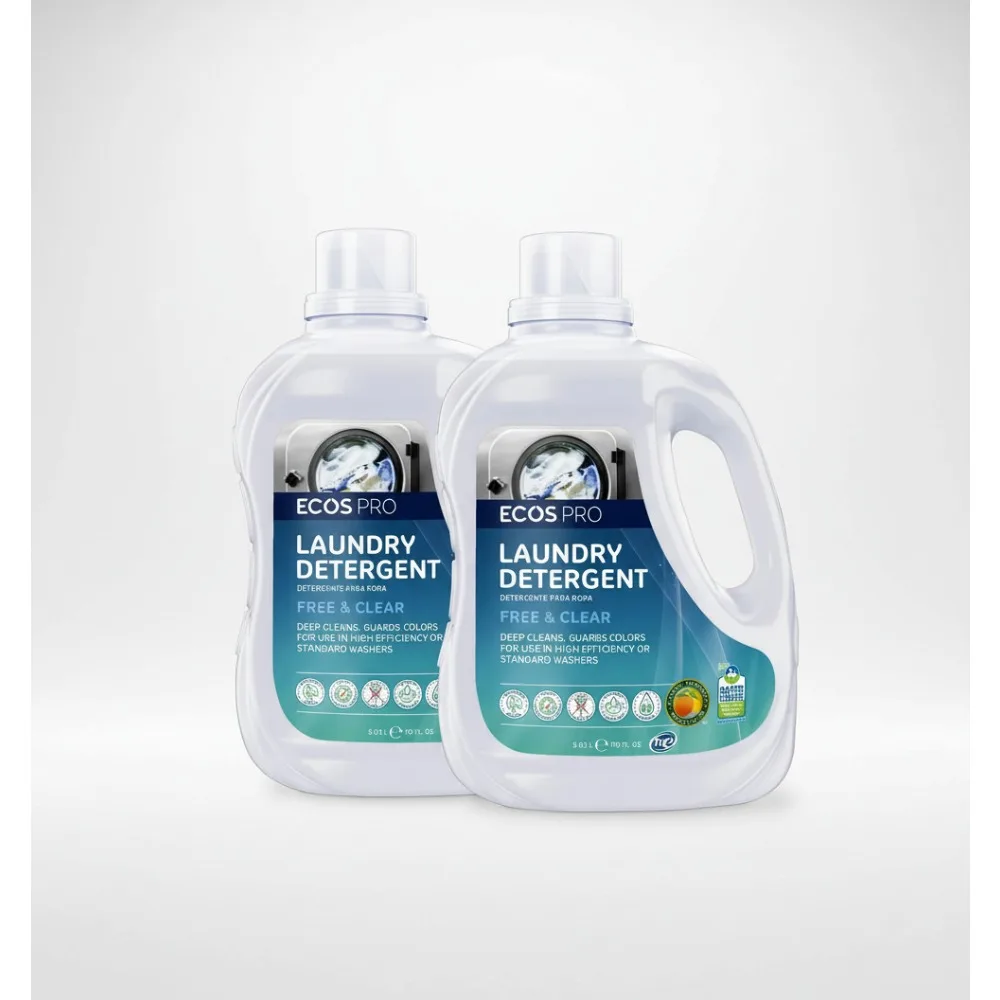

Concentrated Liquid Laundry Detergent 2-Pack, Hypoallergenic & Unscented for Commercial Use, HE Machine Safe