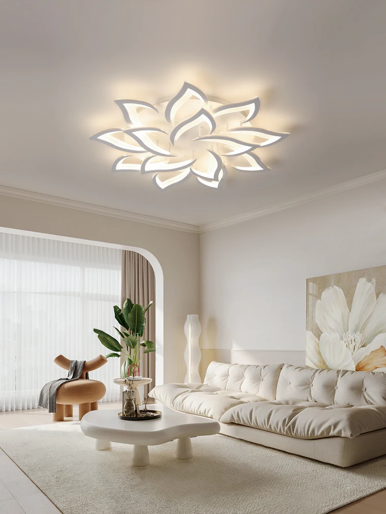 Luxe led-plafondlamp wit/zwart lotus kroonluchter plafondverlichting Nordic glans dimbaar lobby woonkamer slaapkamer lamp - afbeelding 2