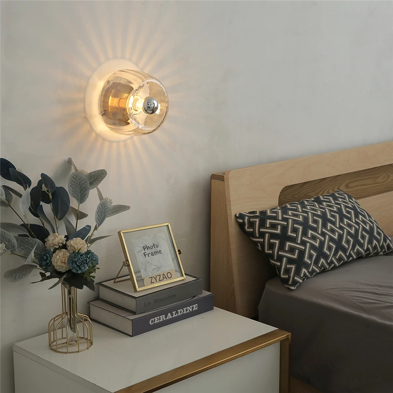 LED باوهاوس الزجاج الجدار مصباح الشمال الرجعية شخصية جدار ديكور مصابيح غرفة المعيشة الحديثة المدخل الممر تركيبات إضاءة السقف