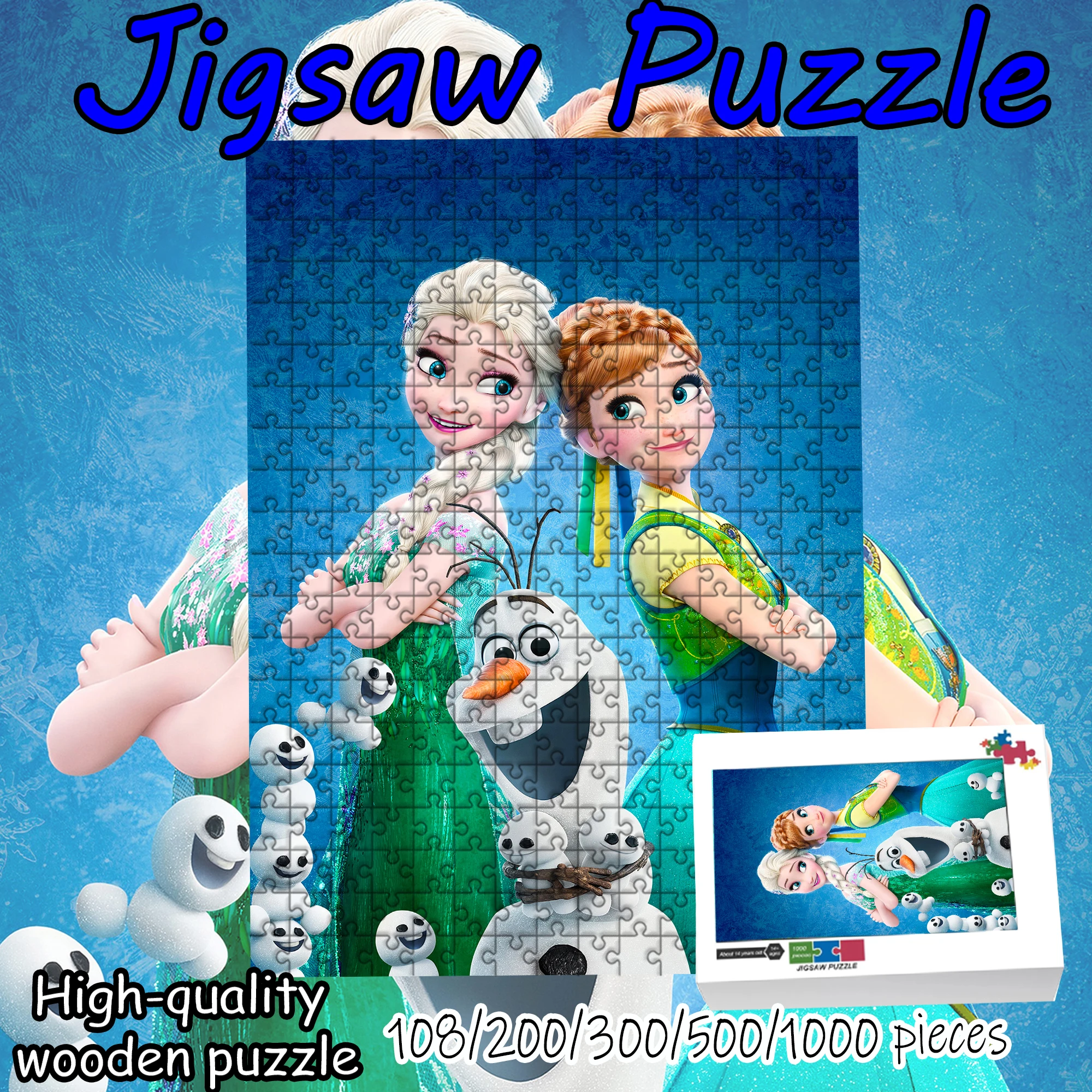 

Деревянный пазл «Холодное сердце» с Эльзой и Анной, 108/200/300/500/1000 деталей, высококачественный подарок, увлекательная игрушка