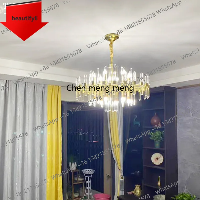 

a50 Modern living room dining room all copper chandelier villa light luxury hall tea room study lamp