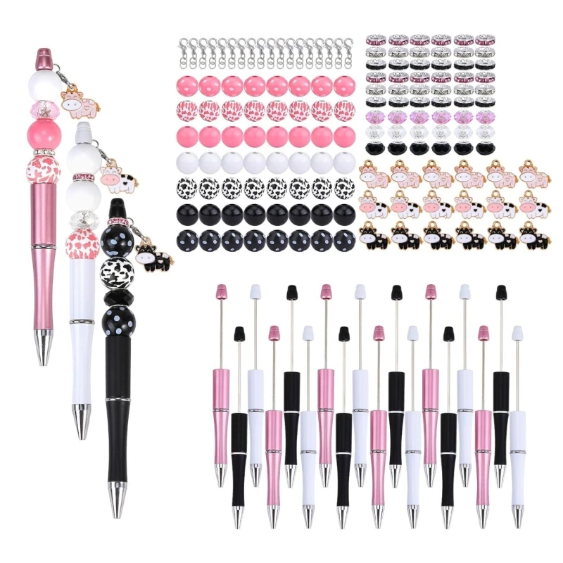 18x Cow Beadable Ballpoint Pen DIY Pens Making Kits Beadable Pen Kits Stationery Pen Stationery Supplies for School