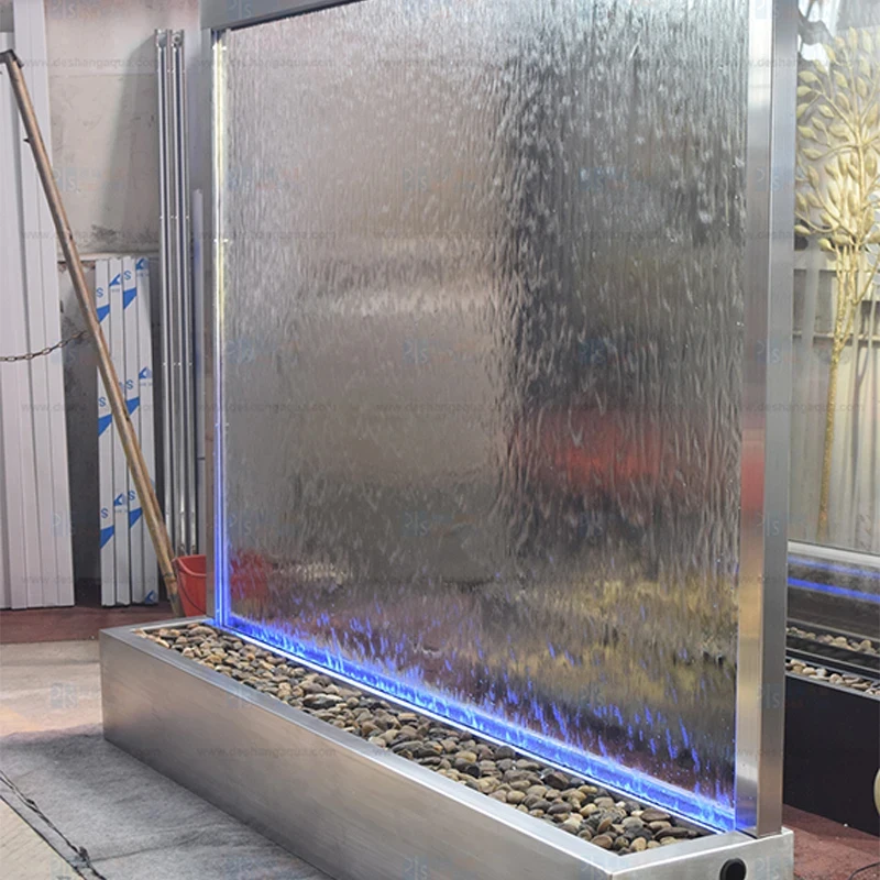 custom.High Quality 2.2*1.9 Stainless Steel Indoor/Outdoor Waterfall Contemporary Design Wall Indoor Fountain