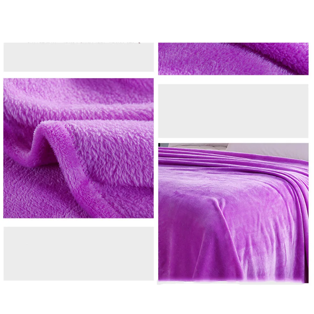 

Flannel Fleece Blanket 100X140Cm Purple Soft Warm Lightweight Solid Color For Bed Couch Camping Home Decor Premium Throw
