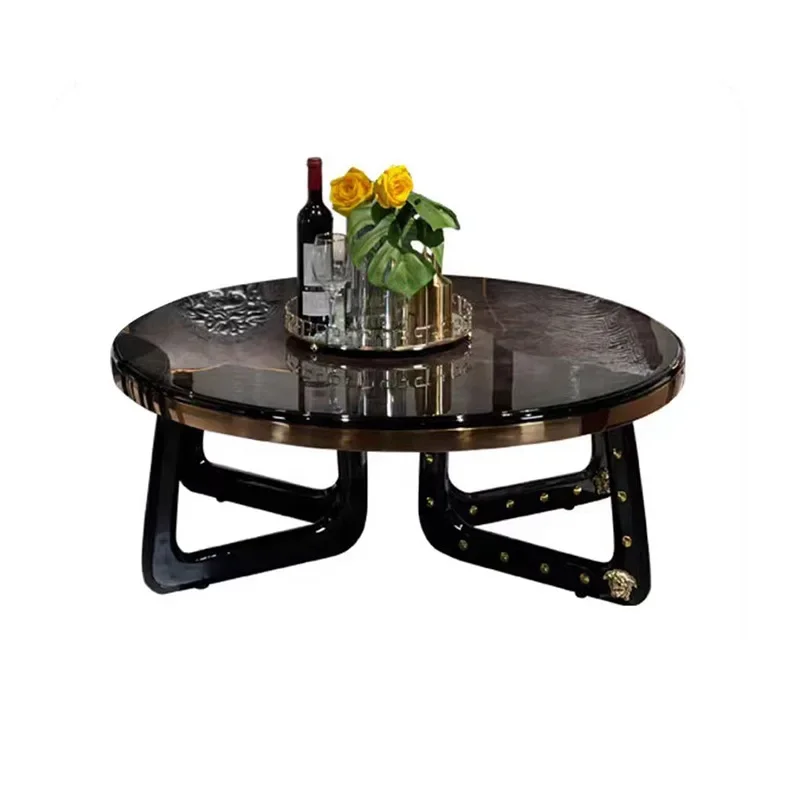 

Villa mansion living room high-end solid wood fashion size combination coffee table