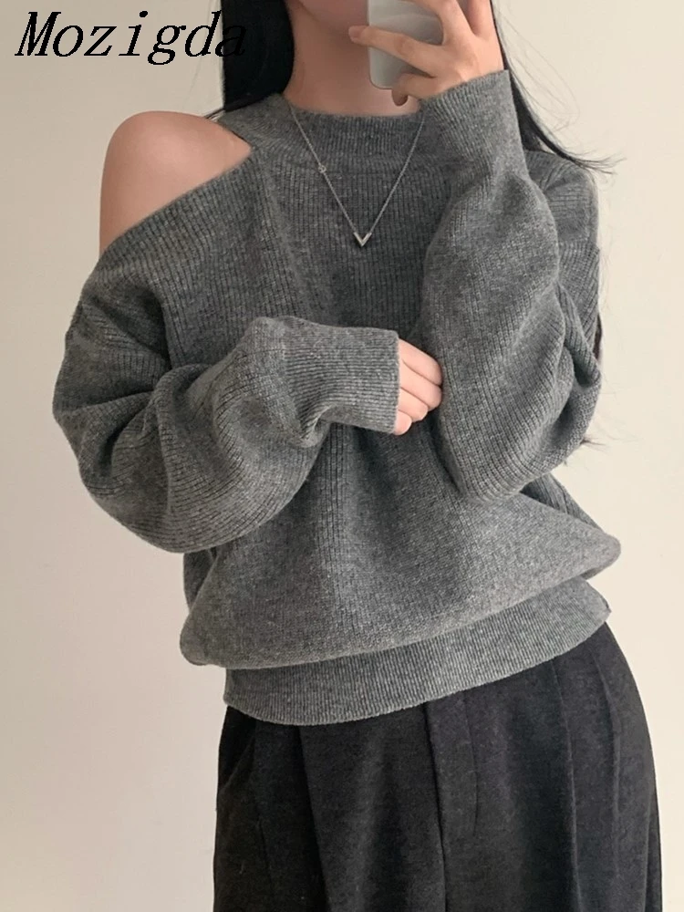 

Autumn Winter Hollow Out Knitted Sweater Women Korean Chic Lazy Oaf Vintage Round Ladies Tops Sweaters