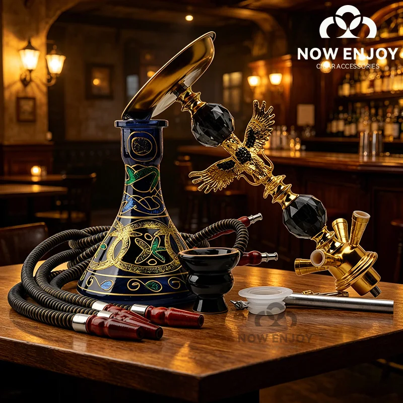 BLack Gold Eagle Design Smoking Pipe Hookah Set with Tobacco Bowl Water Pipe  Кальян Kit for Sheesha Shisha Smoke Accessories view 2