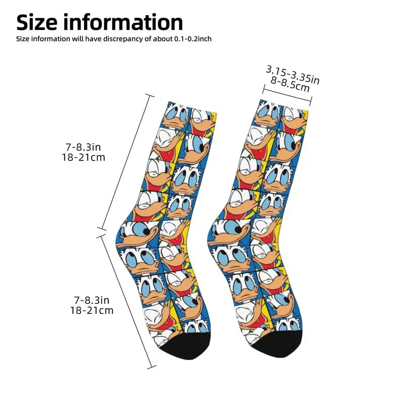 Chaussettes d'équipage de dessin animé Donald Duck pour hommes, figurines d'anime, mode unisexe, bandes dessinées, printemps, été, automne, hiver, robe