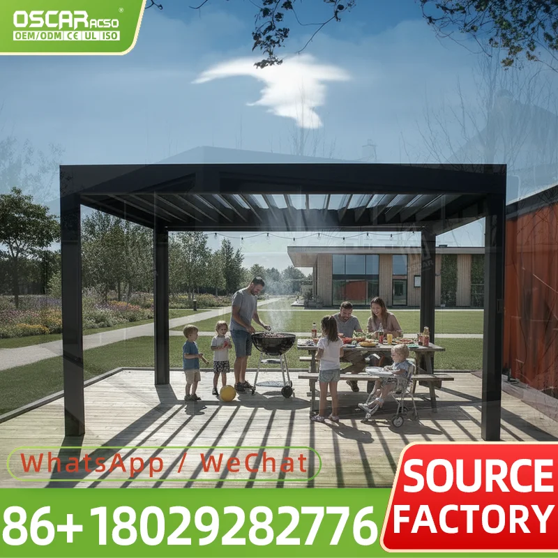 Motorized Aluminum Pergola Waterproof Retractable Structure Modern Outdoor Canopy for Garden Backyard Patio pergola