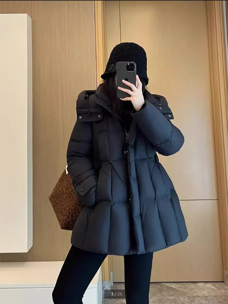 2023 neue Winter Unten Baumwolle Gefütterte Jacke frauen Mantel Abnehmen Taille Mit Kapuze Baumwolle Jacke Mode Warme Thicke Parka