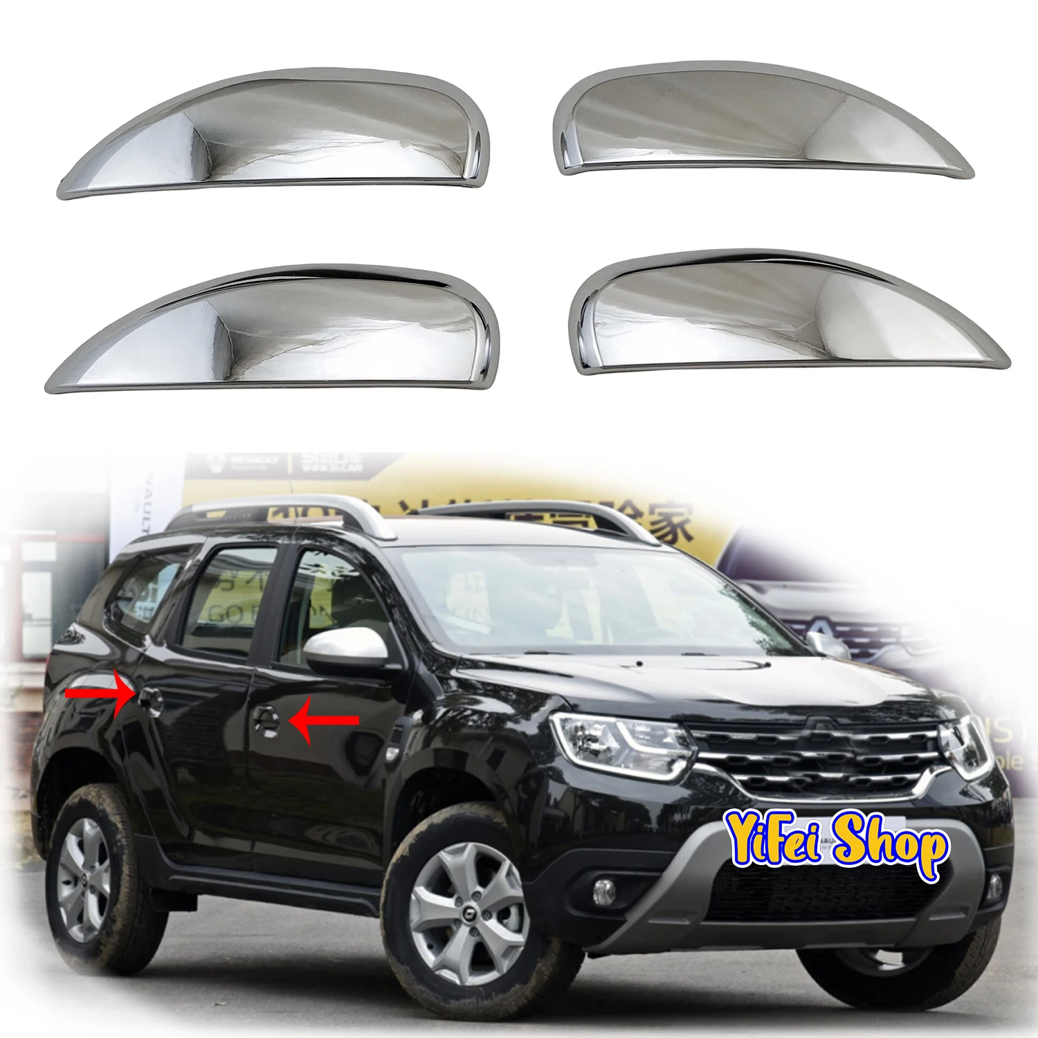 

2018 2019 2020 For Renault Duster 4pcs New Car ABS Chrome Accessories Plated Door Handle Cover Trim Paste Style