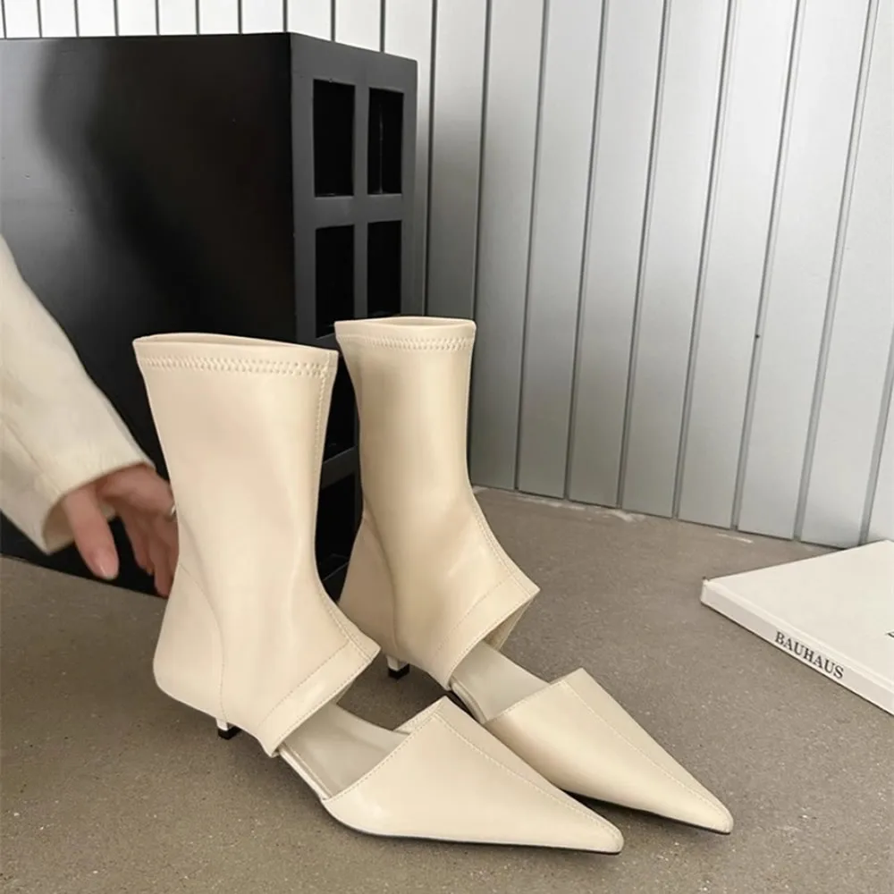 

Pumps Footwear New In Ladies Stretch Shoes 2024 Designer Female Slip On Fashion Pointed Toe Woman Low Heels Sandals Ankle Boots