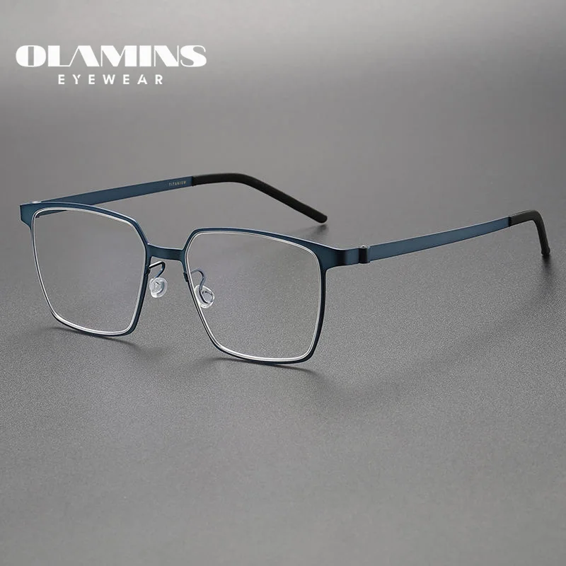 

OLAMINS​ Titanium Eye Glasses Frame Retro Vintage Square Eyeglasses Women Optical Korean Screwless Eyewear 9637