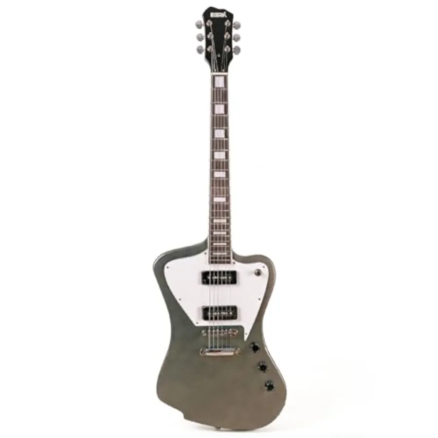 

Solid Body Electric Guitar for Beginners and Intermediate Players: Mahogany Body, Natural Finish, 22 Rounded End Frets, Bone Nu