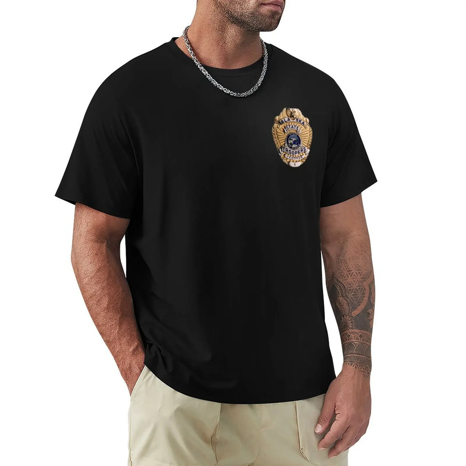 

Alaska State Troopers Badge T-Shirt Short sleeve tee sweat Funny t-shirts heavyweight t shirts for men