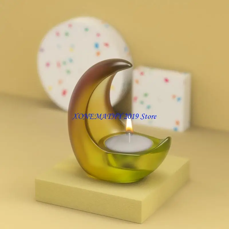 F42F Moon Holder Molds for Resin Epoxy Casting Mold for DIY Candlestick Jewelry Tray Wedding Home Table Decor