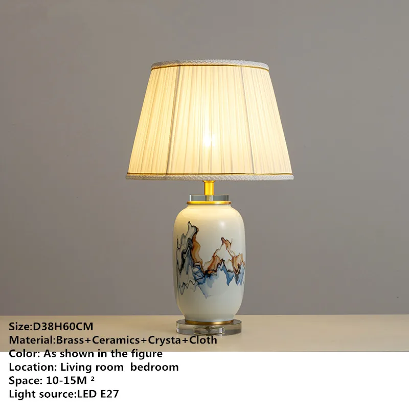 SOURA Modern Ceramics Table Lamp  Luxurious Living Room Bedroom Study LED Originality Brass Desk Light