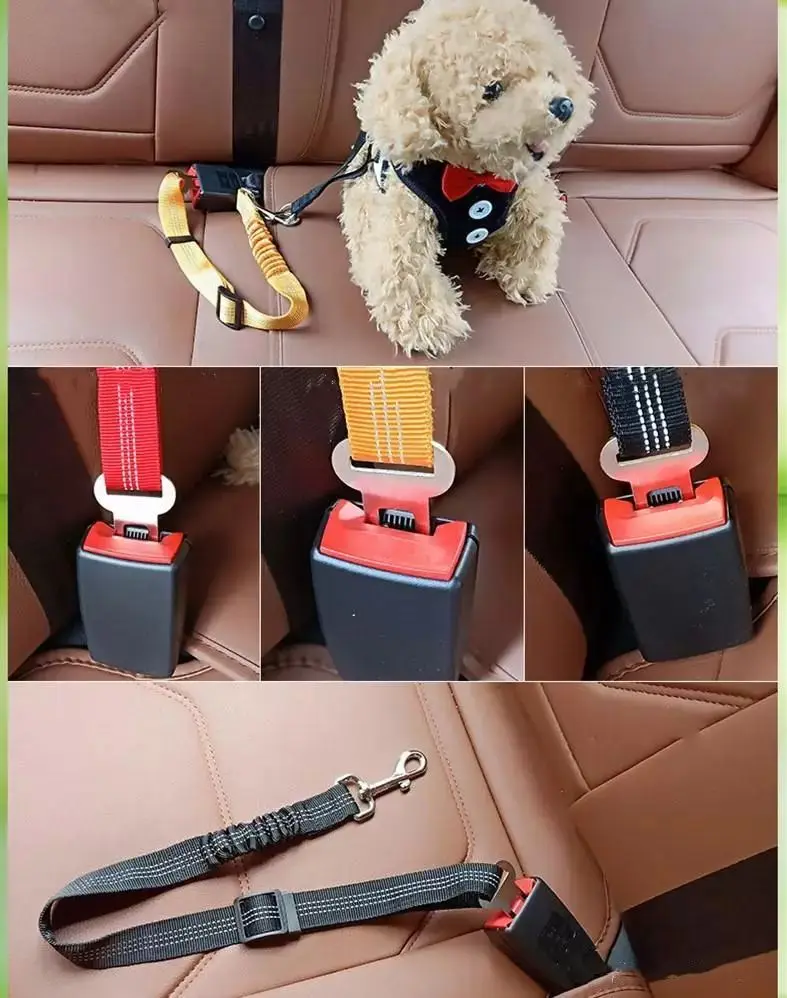 Dog Leashes Pet Car Reflective Chain Elastic Seat Belt Explosive Model Doggy Chaincar Cushion Seat Riband Cinturon De Seguridad