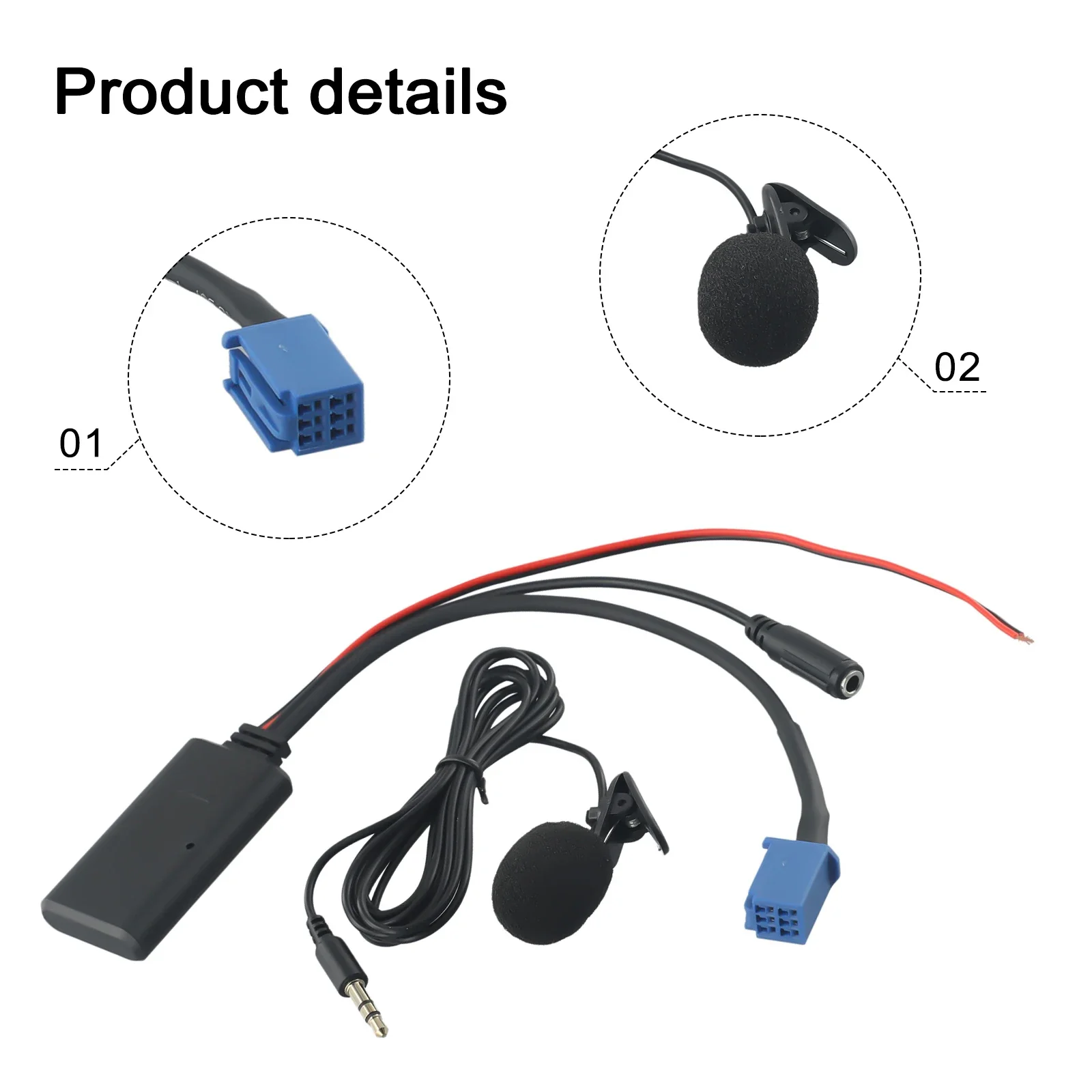 Handsfree Aux Audio Adapter Cable, Supports BT 5 0/3 0/2 0, Suitable for Mark Levinson Audio AUX In Function, Black