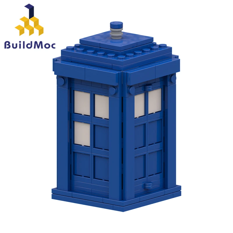 BuildMoc Doctored Telephone Booth Who With Switchable Door Building Blocks Set Decoration DIY Brick Toys Children Birthday Gift