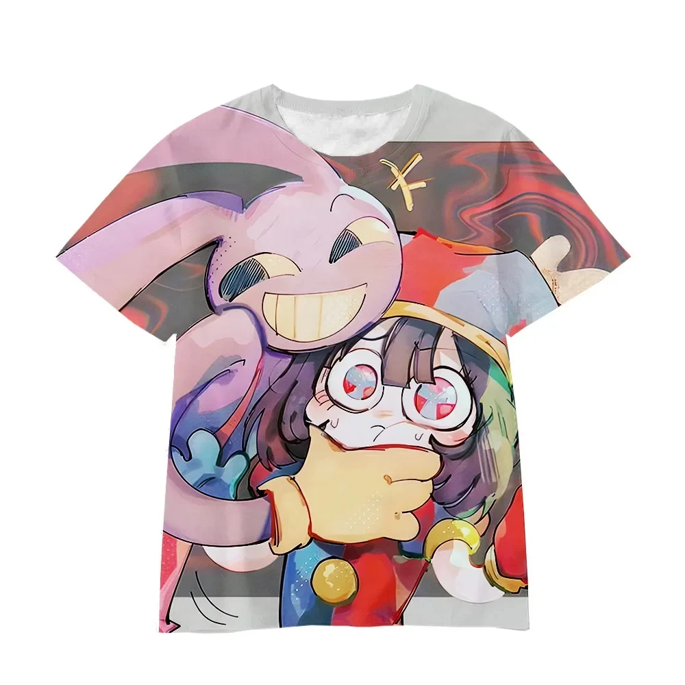 Anime The Amazing Digital Circus Pomni 3D Print T-Shirt Men Women Short Sleeve T Shirts Oversized Harajuku Tees Top Kid Clothing