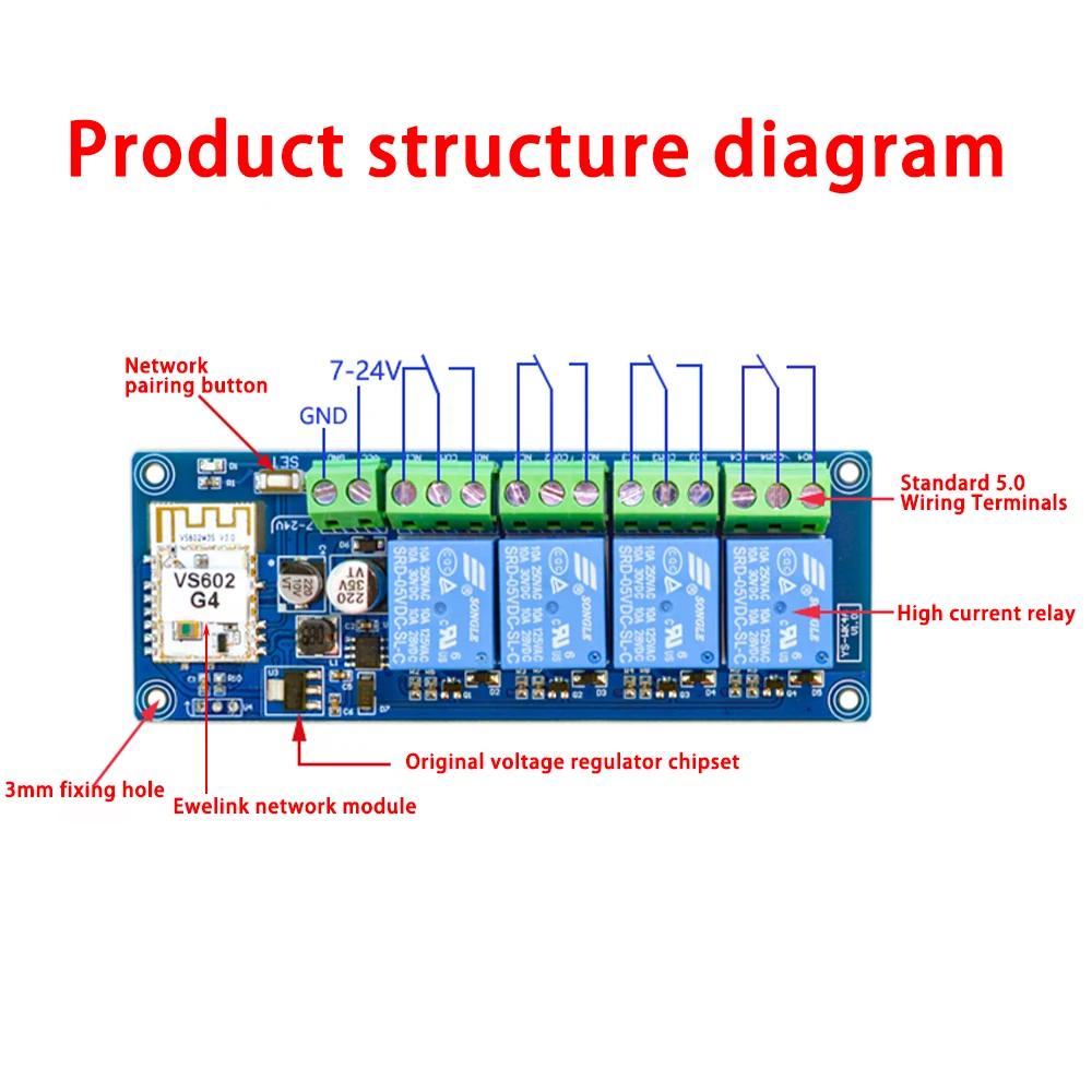 Ewelink WiFi Remote Control Switch Bluetooth Dual Mode Wireless Relay Module 1/2/3/4 Channel DC 7-24V Smart Home Automation