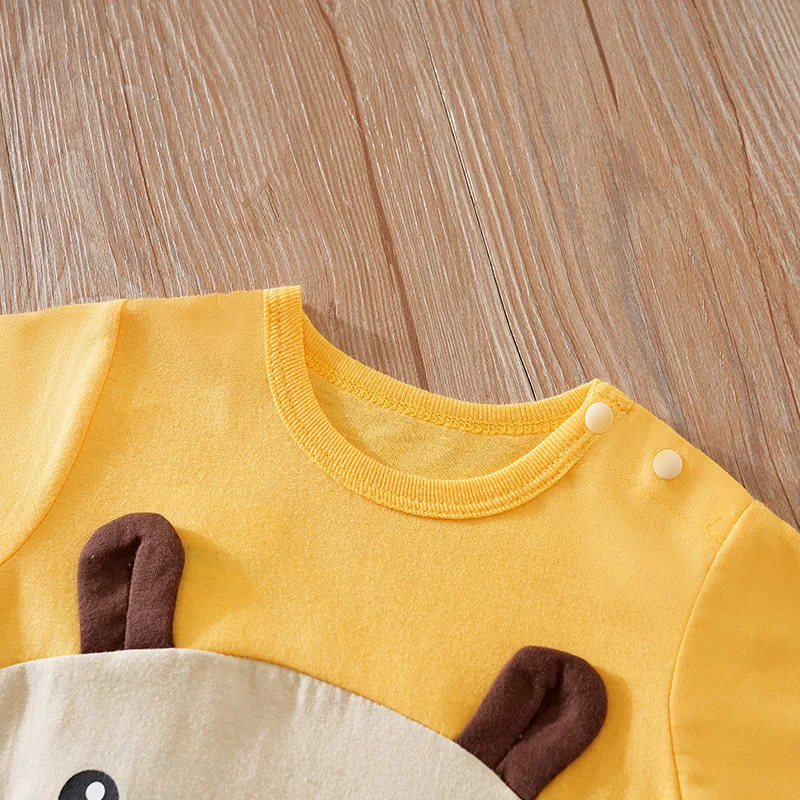 Summer Boys And Girls Cute Cartoon Little Bear 3d Printed Cotton Comfortable Casual Short Sleeve Baby Bodysuit