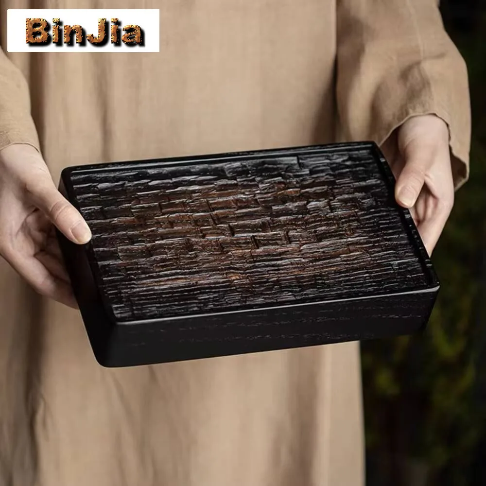 

Handmade Carved White Wax Wood Pot Bearing Holder Retro Dry Brew Table Tea Tray Board Services Accessories Decoration Craft