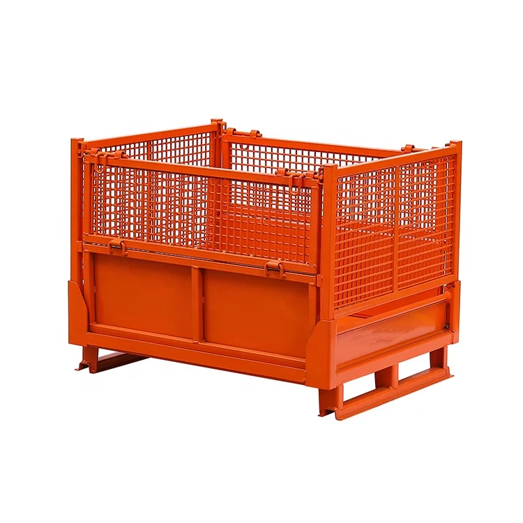 

Durable Stackable Foldable Collapsible Auto Parts Warehouse Storage Metal Steel Pallet Box Cage Container with Good Quality