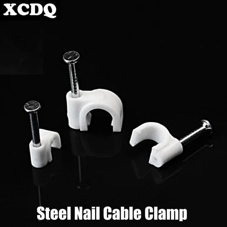 100pcs 3mm-18mm Round Steel Nail Fixed Cable Clamp Electric Wire Clip Cord Manager Guide Arrangement for Wall Desk Office