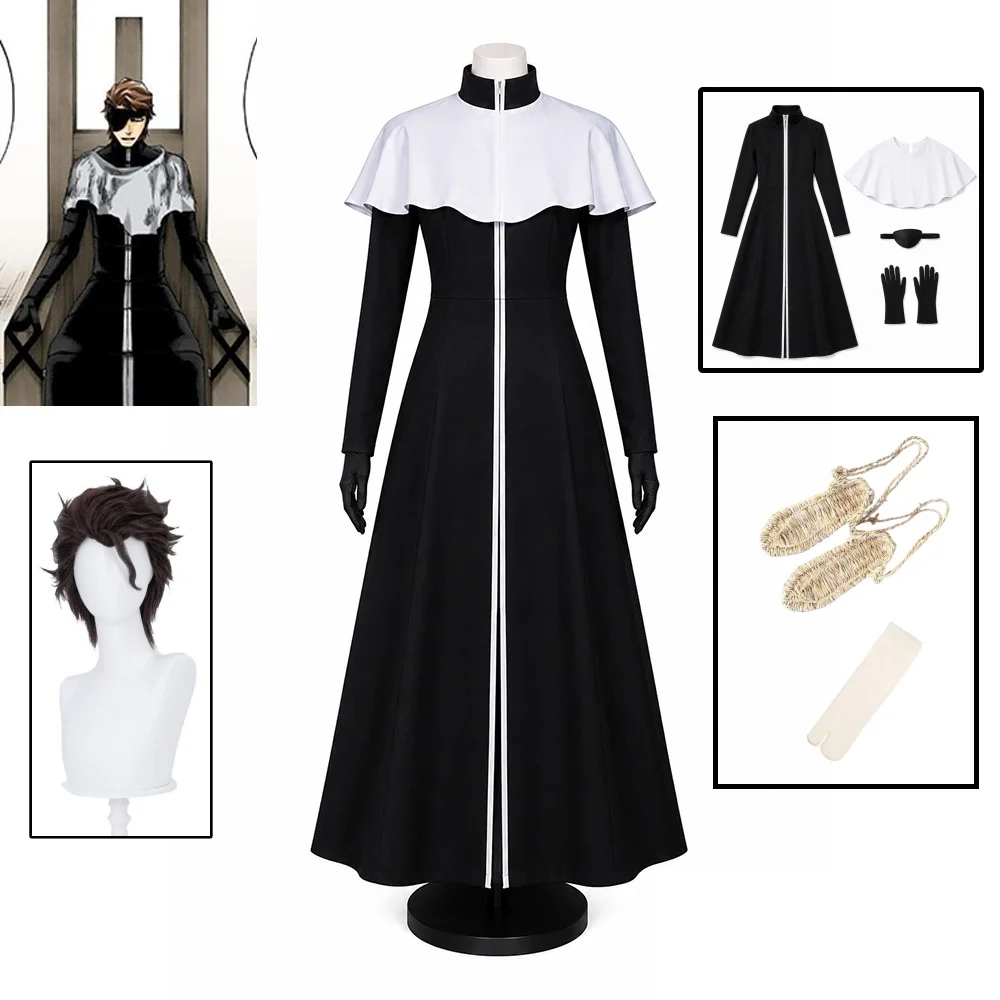 2026 BLEACH Sosuke Aizen Cosplay Costume Thousand-Year Blood War Women Black Samurai Kimono Wig Halloween Party Play Outfit