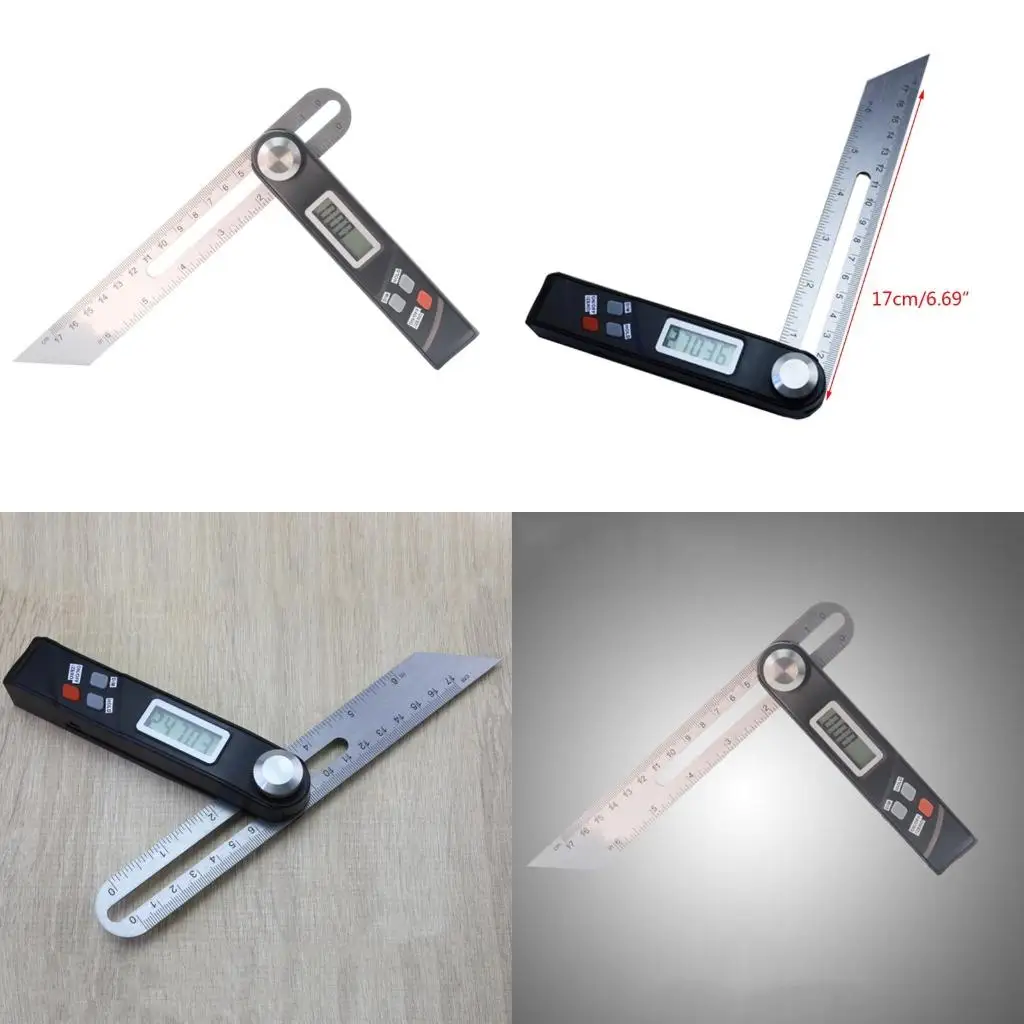 

17cm/6.69inch Digital Display Square Woodworking Measuring Ruler 360 Degree Combination Horizontal T-shaped Oblique high quality