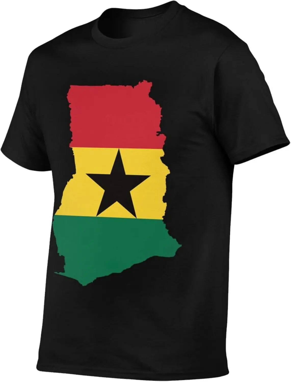 Flag Map of Ghana Flag Interesting Adult Short-Sleeve Crewneck Cotton T-Shirt Men's