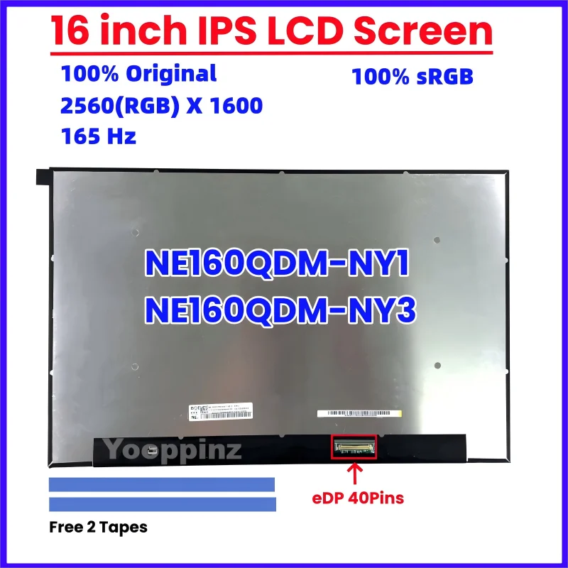 

16.0 inch 165Hz Laptop LCD Screen NE160QDM-NY1 V8.2 NE160QDM-NY3 V8.0 Display Matrix Panel 2560x1600 40 Pins