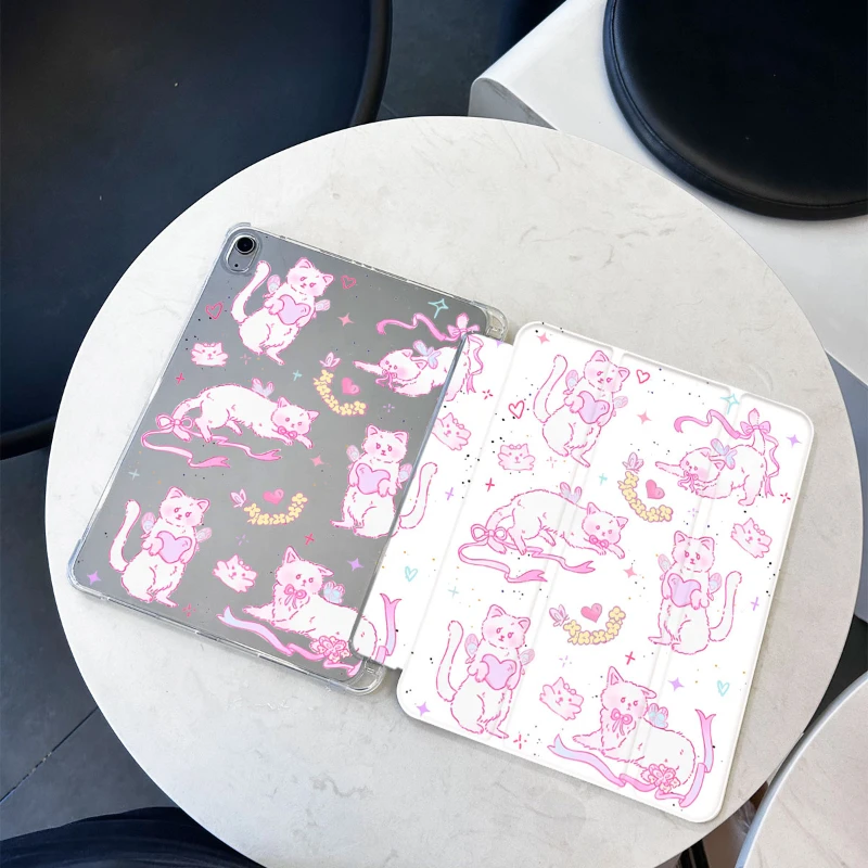 TPU Soft Case for IPad 10th Generation Case 2022 10.2 9th 8th 7th Ipad Pro 10.5 IPad Pro 11 2022 Pink Cute Love Kitten Print