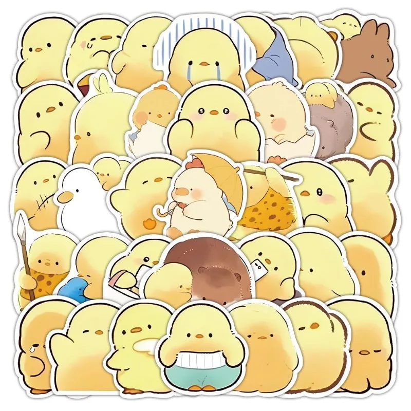 60PCS Cartoon Personality Yellow Chick Creative Graffiti Decorative Sticker