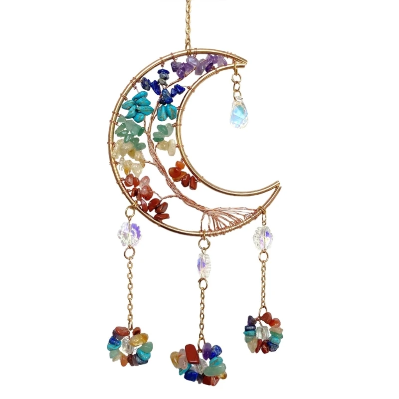 Moon Hanging Ornament Rainbow Maker Elegant Colorful Crystal Suncatchers