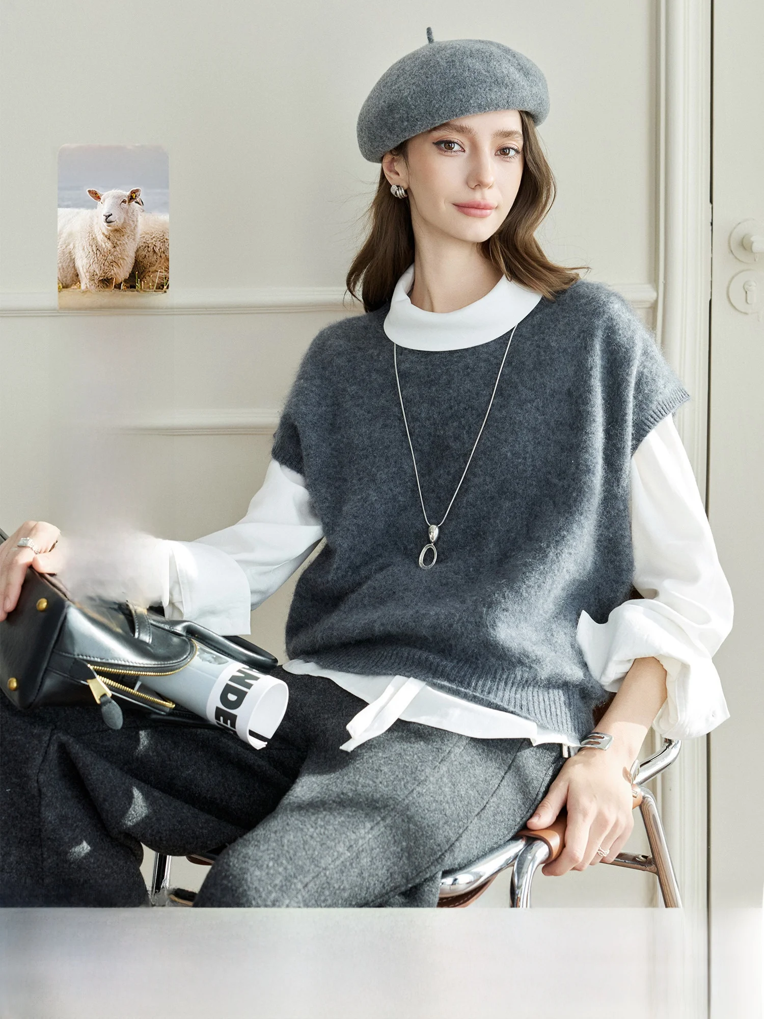 

Женский мягкий шерстяной вязаный жилет Nagagu с круглым вырезом, пуловер, весенняя модная повседневная одежда, удобный крой, без рукавов, для ношения под одеждой