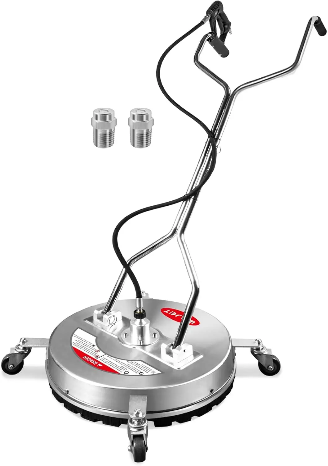 4 Wheels&Dual Handles, 4500PSI Stainless Steel Surface Cleaner Attachment for Pressure