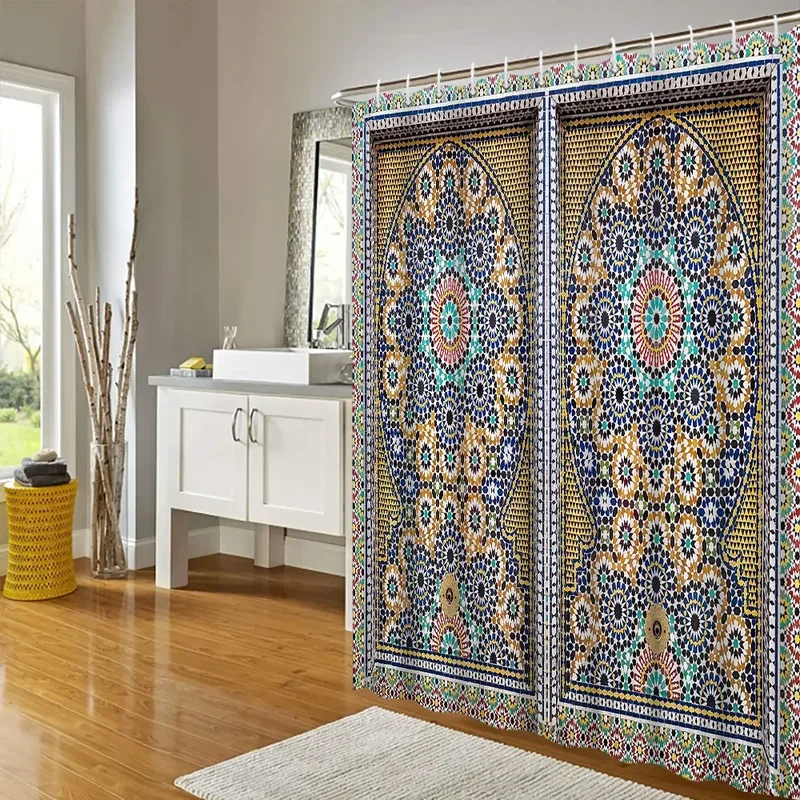 Arabic Arch Morocco Antique Doors Shower Curtain Old Vintage Farm Wood Door Bedroom Curtains With Door Pattern Bathroom Decor