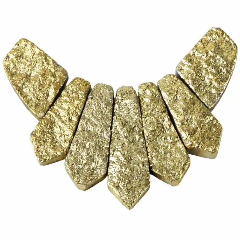 Titanium Coated Druzy Quartz Bar Stick Shield Loose Pendant Crafts DIY Gold Colors Jewelry Accessories