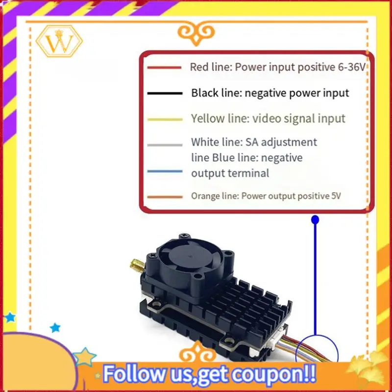 Latest-Long Range 5.8Ghz 2W FPV VTX Wireless Video Transmitter 2000Mw 48CH For Fixed Wing Drones Over 20Km Range