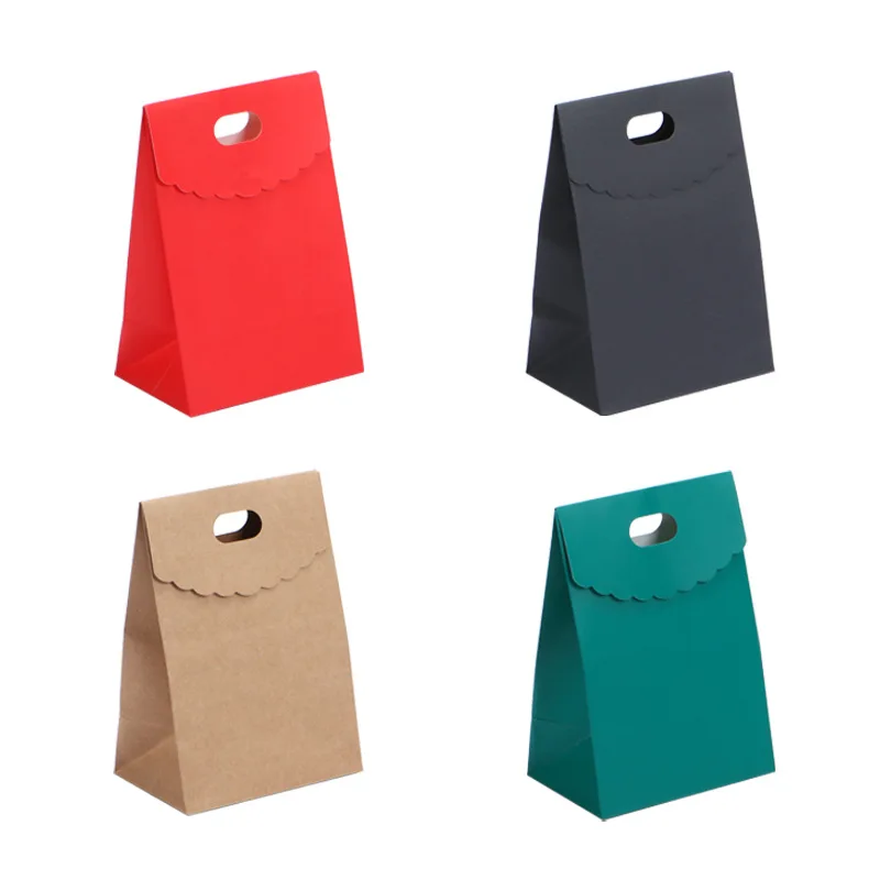 Japanese Style Flip Lid Kraft Paper Bag, Party Favor Bags for Jewelry, Envelope Gift Bags, Candy Cookie Package Bag with Handle