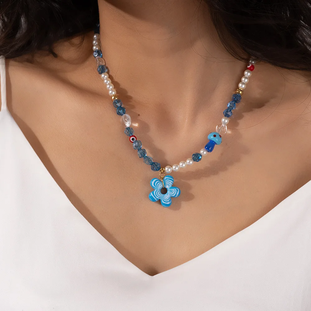 الصيف كاندي اللون زهرة قلادة للنساء الفتيات اليدوية نسج متعدد الألوان الخرز سلسلة الترقوة المختنق تنوعا مجوهرات هدية #6